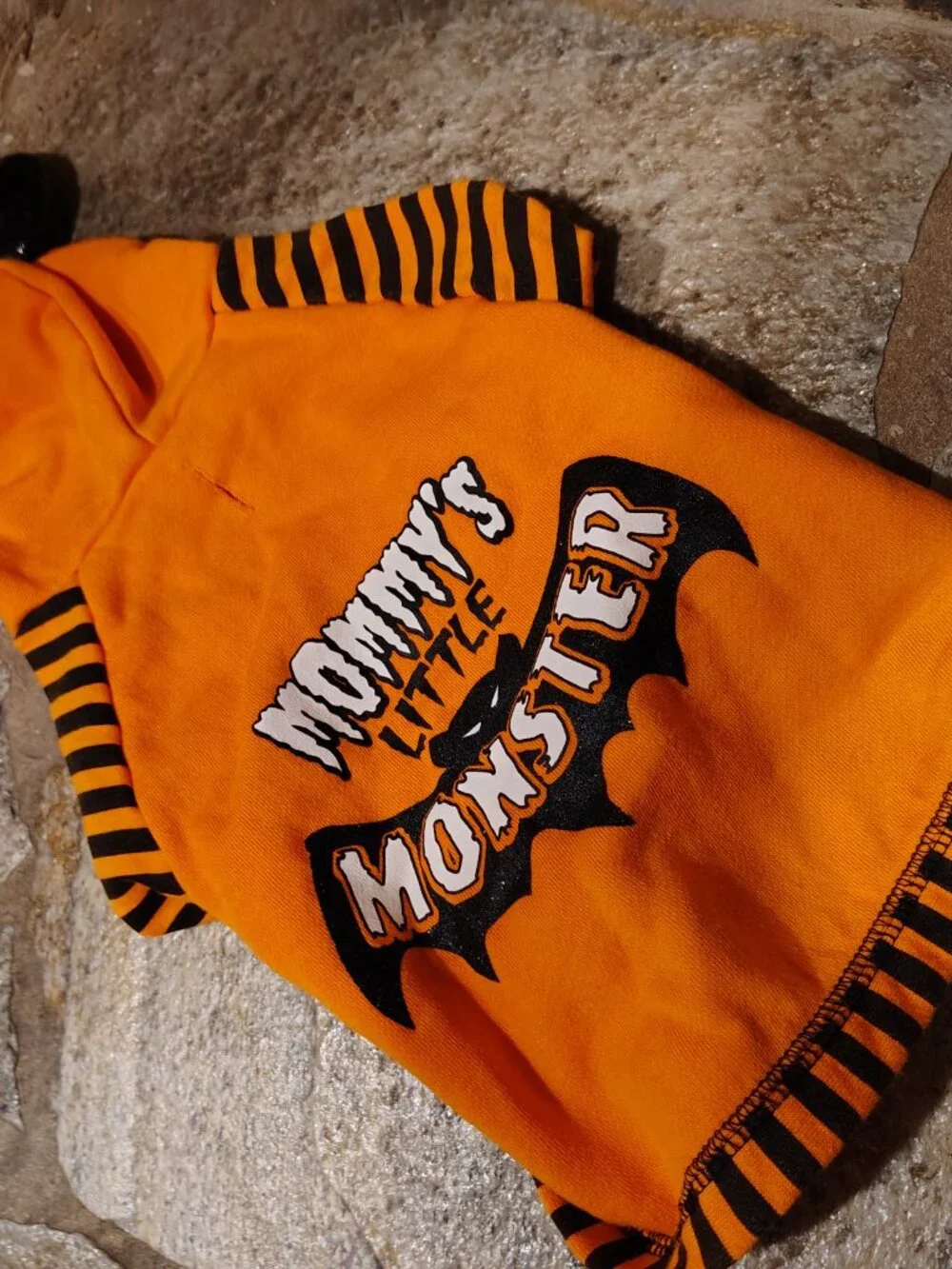 Pup Crew Mommy's Little Monster Dog's Hoodie Size Medium Orange Black Sweatshirt